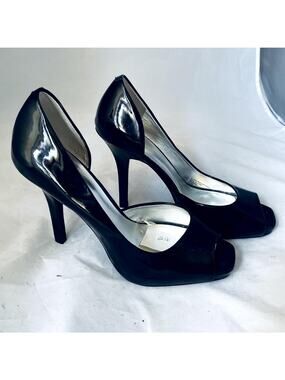 Mossimo Black Square Open Toe Stiletto Heels – Women's Size 8.5